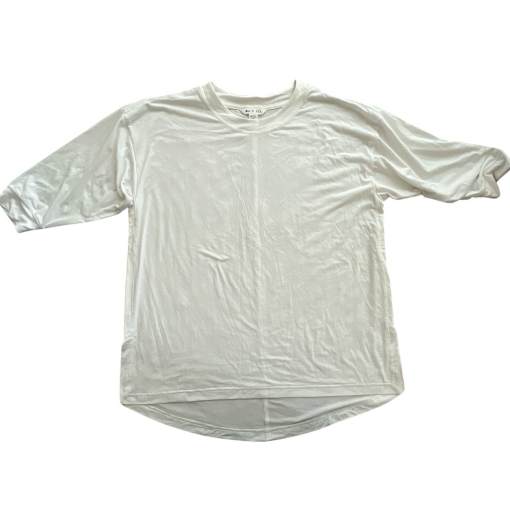 Athleta White High Low Workout Relaxed Top Sz M